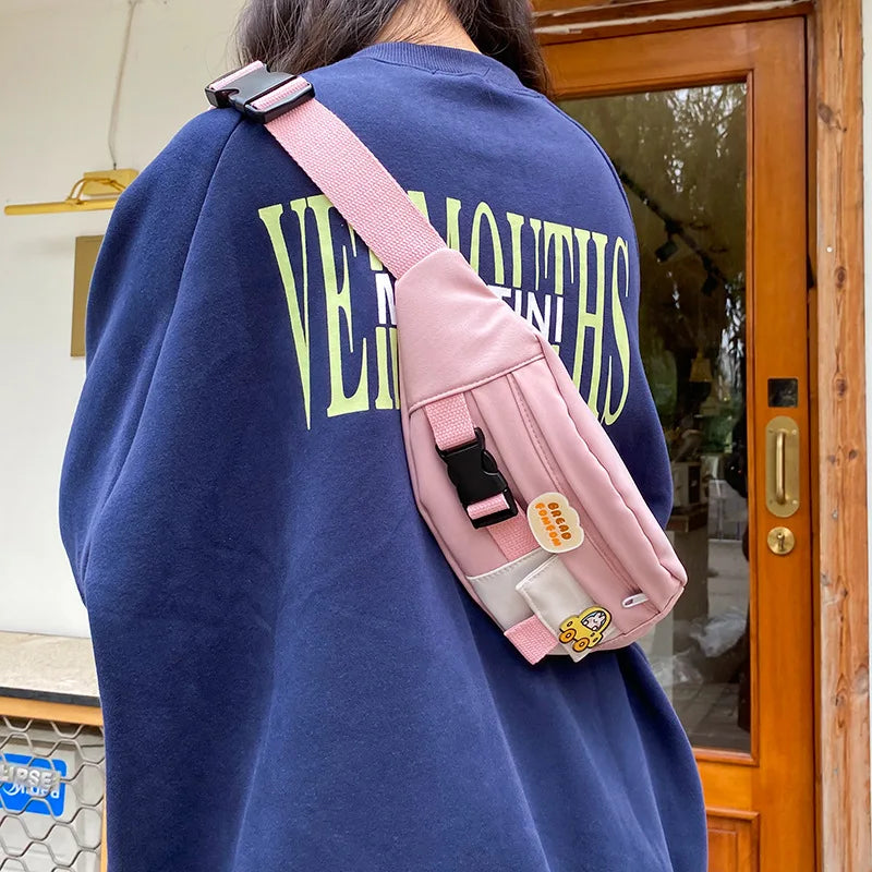 Canvas Waist Bag for Women Crossbody Chest Pack Belt Bag