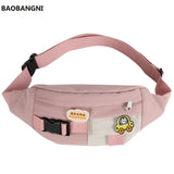 Canvas Waist Bag For Women Solid Fanny Pack Crossbody Chest Bag