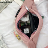 Canvas Waist Bag For Women Solid Fanny Pack Crossbody Chest Bag