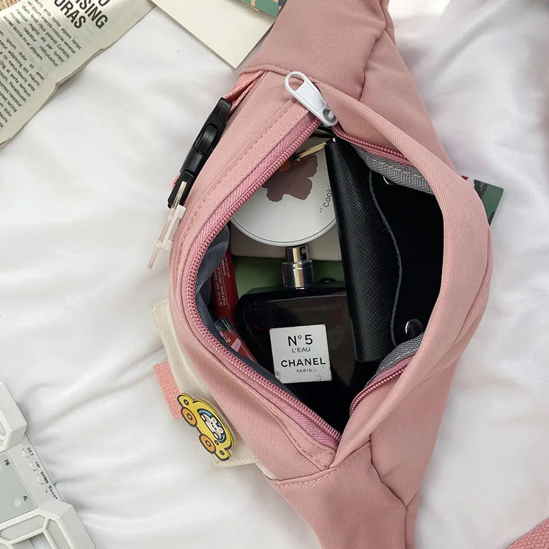 Canvas Waist Bag for Women Crossbody Chest Pack Belt Bag