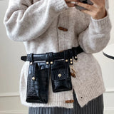 Stone Pattern Leather Waist Belt Bag Women Fanny Pack