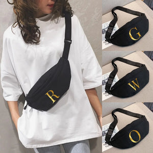 26 Letter Print Waist Bag Mini Crossbody Bag for Women