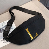 26 Letter Print Waist Bag Mini Crossbody Bag for Women