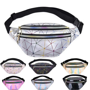 Pink Silver Fanny Pack Belt Bag Chest Phone Pouch
