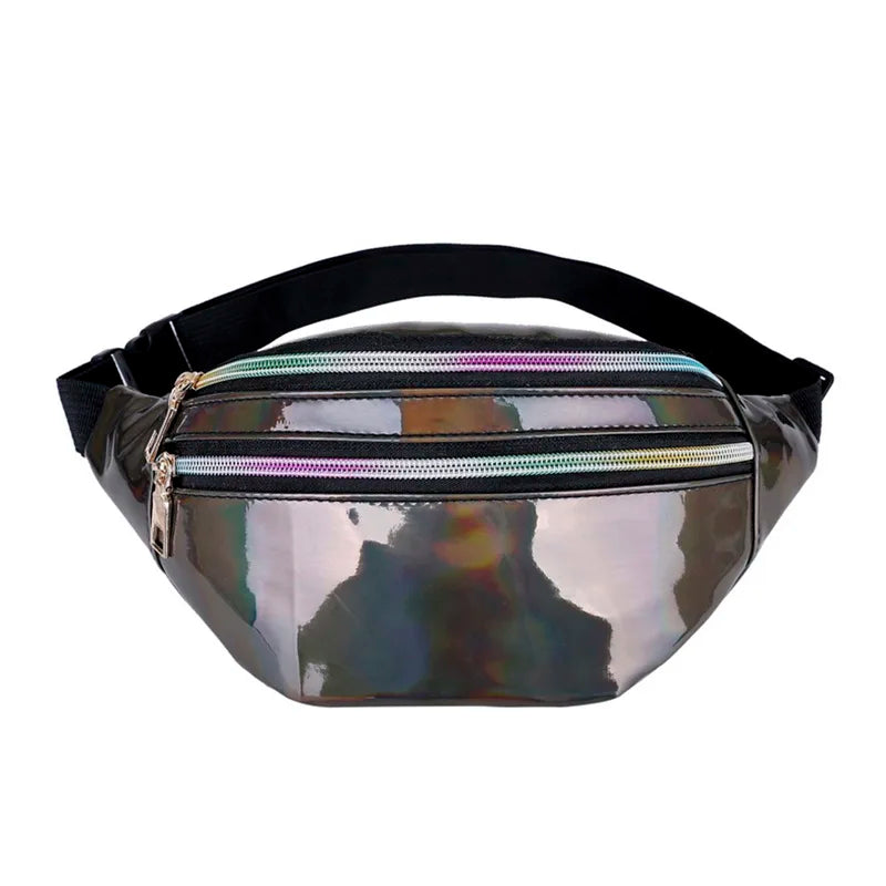 Pink Silver Fanny Pack Belt Bag Chest Phone Pouch