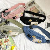 Canvas Leisure Waist Bag for Women Crossbody Chest Pack