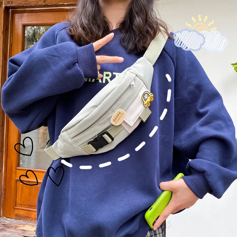 Canvas Waist Bag for Women Solid Fanny Pack Chest Bag Gift /WS