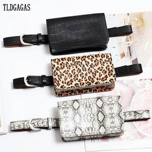 Animal Print Waist Pack Snake Skin Waist Belt High Female Purse T