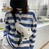 Harajuku Style Canvas Waist Belt Bag for Women