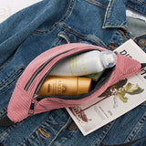 Corduroy Waist Belt Bag for Women Ladies Shoulder Bag Money Pack Bum Belt Bags