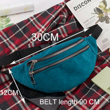 Corduroy Waist Belt Bag for Women Ladies Shoulder Bag Money Pack Bum Belt Bags