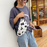 Fashionable Milk Cow Pattern Women Handbags Canvas Harajuku Casual