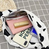 Fashionable Milk Cow Pattern Women Handbags Canvas Harajuku Casual