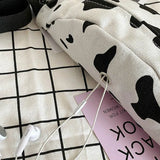 Fashionable Milk Cow Pattern Women Handbags Canvas Harajuku Casual