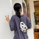 Fashionable Milk Cow Pattern Women Handbags Canvas Harajuku Casual