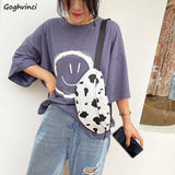 Fashionable Milk Cow Pattern Women Handbags Canvas Harajuku Casual