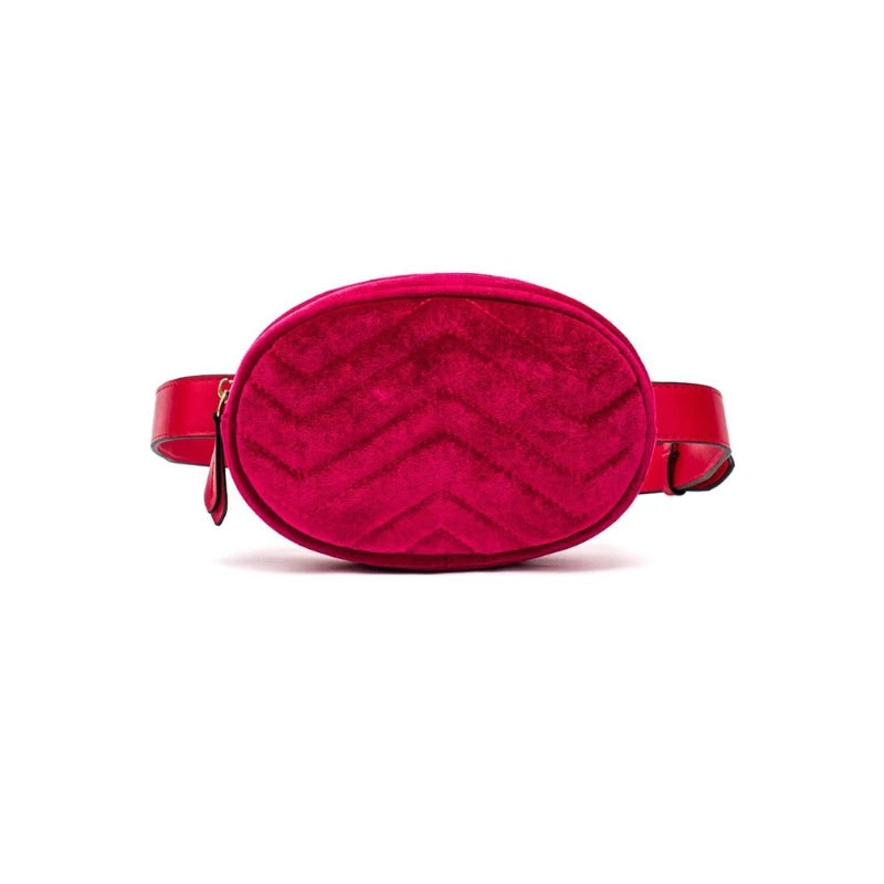 Women Leather Velvet Waist Fanny Pack Zipper Waist Bag Travel Wallet