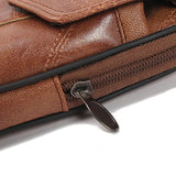 Men Classic Leather Waist Bag Small Capacity Zipper Phone Money Packs