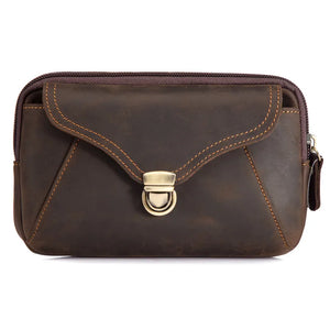 Men's Crazy Horse Leather Messenger Shoulder Bag Travel Motorcycle Fanny Pack