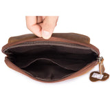 Men's Crazy Horse Leather Messenger Shoulder Bag Travel Motorcycle Fanny Pack
