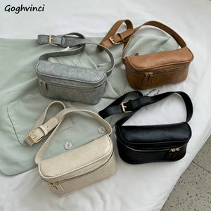 Vintage French Style Females Fanny Bag PU Cross Body Waist Pack