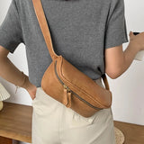 Vintage French Style Females Fanny Bag PU Cross Body Waist Pack