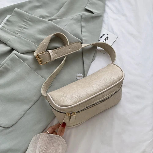 Vintage French Style Females Fanny Bag PU Cross Body Waist Pack