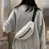 Waist Packs Women Chain Harajuku College Couples School Hip-pop Canvas Bag