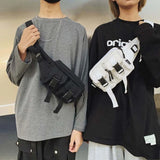 Harajuku Cross Body Canvas Bag Pockets Students Fanny Pack