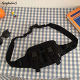 Harajuku Cross Body Canvas Bag Pockets Students Fanny Pack