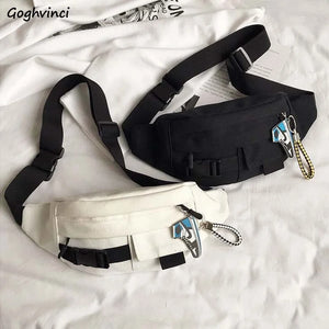 Canvas Waist Pack Crossbody Bag Harajuku Retro Leisure Fanny Pack Hip-pop