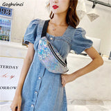 Women Waist Pack Chest Bag Fanny Pack Sequins Crossbody Purses PVC All-match