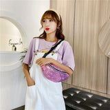 Women Waist Pack Chest Bag Fanny Pack Sequins Crossbody Purses PVC All-match