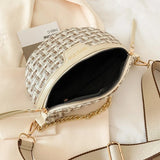 Women's Knitted Waist Bag Weaving Fanny Pack with Wide Strap