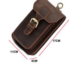 Small Waist Bag Retro 7-inch Phone Crazy Horse Leather Belt Bag