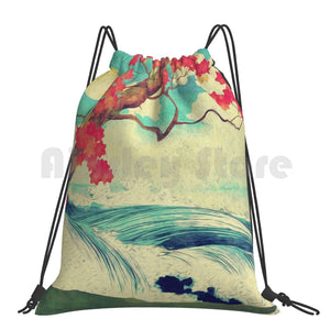 Wild Ocean Dhin Backpack Drawstring Bags Gym Bag Waterproof Red