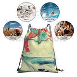 Wild Ocean Dhin Backpack Drawstring Bags Gym Bag Waterproof Red