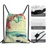 Wild Ocean Dhin Backpack Drawstring Bags Gym Bag Waterproof Red