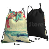 Wild Ocean Dhin Backpack Drawstring Bags Gym Bag Waterproof Red