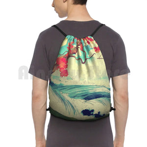 Wild Ocean Dhin Backpack Drawstring Bags Gym Bag Waterproof Red