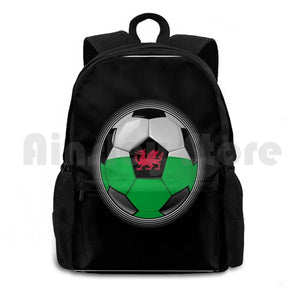 Wales Welsh Flag Football Soccer Outdoor Hiking Backpack Waterproof