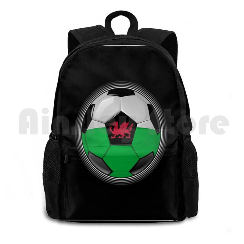 Wales Welsh Flag Football Soccer Outdoor Hiking Backpack Waterproof