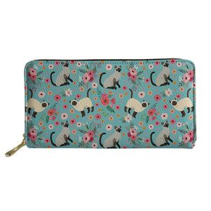 Siamese Cat Prints Long Leather Wallet for Women
