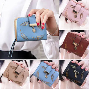 Small Leather Zipper Purse Women's Wallet Slim Dollar Money Coin Pouch