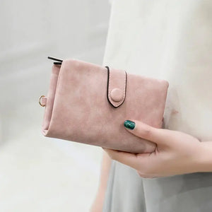 Matte Leather Wallet Short Cartera Mujer