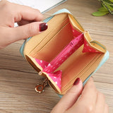 Bow Women's Small Leather Wallets Zipper Purses Clutch