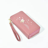 Women Long Wallet Double Zipper Leather Purse Large Capacity Handbag