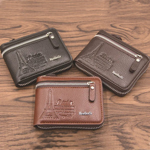 Men's Short Wallet Coin Bag with Zipper