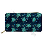 Polynesian Sea Turtle Pattern Leather Long Purse for Women