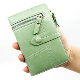 Women's Matte Short Wallet PU Leather Zipper Purse